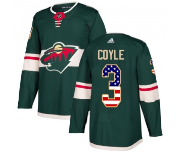 Adidas Wild #3 Charlie Coyle Green Home Authentic USA Flag Stitched NHL Jersey