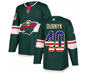 Adidas Wild #40 Devan Dubnyk Green Home Authentic USA Flag Stitched NHL Jersey