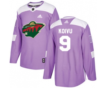 Adidas Wild #9 Mikko Koivu Purple Authentic Fights Cancer Stitched NHL Jersey