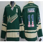 Men's Minnesota Wild #11 Zach Parise Reebok Green Alternate NHL USA Flag Fashion Jersey