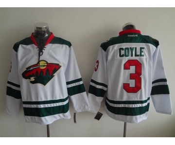 Men's Minnesota Wild #3 Charlie Coyle Reebok White Away Premier Hockey Jersey