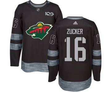 Wild #16 Jason Zucker Black 1917-2017 100th Anniversary Stitched NHL Jersey