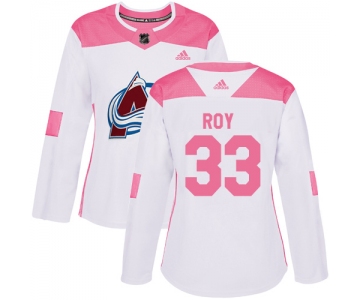 Adidas Colorado Avalanche #33 Patrick Roy White Pink Authentic Fashion Women's Stitched NHL Jersey