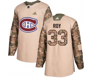 Adidas Montreal Canadiens #33 Patrick Roy Camo Authentic 2017 Veterans Day Stitched Youth NHL Jersey