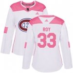 Adidas Montreal Canadiens #33 Patrick Roy White Pink Authentic Fashion Women's Stitched NHL Jersey