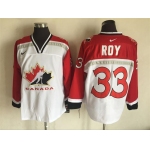 Men's 1998 Team Canada #33 Patrick Roy White Nike Olympic Throwback Stitched Hockey Jersey