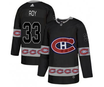 Men's Montreal Canadiens #33 Patrick Roy Black Team Logos Fashion Adidas Jersey