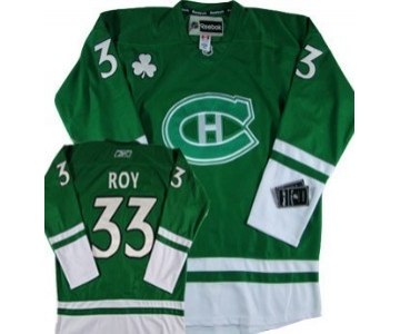 Montreal Canadiens #33 Patrick Roy St. Patrick's Day Green Jersey