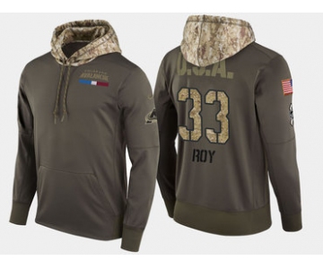 Nike Colorado Avalanche 33 Patrick Roy Retired Olive Salute To Service Pullover Hoodie