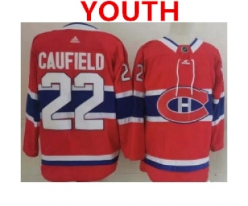 Youth Montreal Canadiens #22 Cole Caufield Red Stitched NHL Jersey