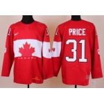 2014 Olympics Canada #31 Carey Price Red Jersey