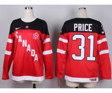 2014/15 Team Canada #31 Carey Price Red 100TH Womens Jersey