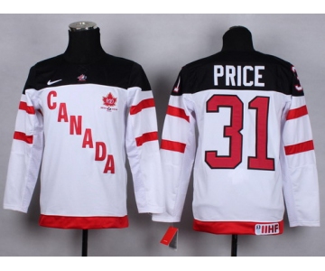 2014/15 Team Canada #31 Carey Price White 100TH Kids Jersey