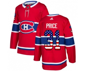 Adidas Canadiens #31 Carey Price Red Home Authentic USA Flag Stitched NHL Jersey