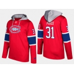 Adidas Montreal Canadiens 31 Carey Price Name And Number Red Hoodie