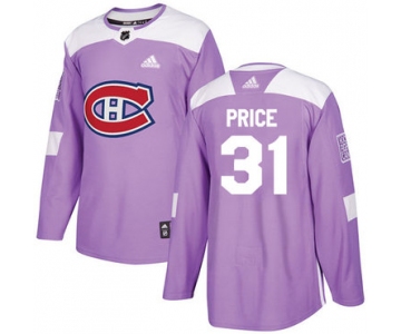 Adidas Montreal Canadiens #31 Carey Price Purple Authentic Fights Cancer Stitched Youth NHL Jersey