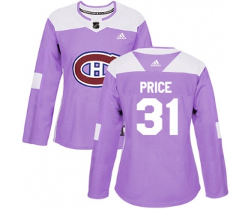 Adidas Montreal Canadiens #31 Carey Price Purple Authentic Fights Cancer Women's Stitched NHL Jersey