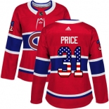 Adidas Montreal Canadiens #31 Carey Price Red Home Authentic USA Flag Women's Stitched NHL Jersey