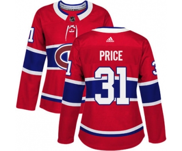 Adidas Montreal Canadiens #31 Carey Price Red Home Authentic Women's Stitched NHL Jersey