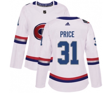 Adidas Montreal Canadiens #31 Carey Price White Authentic 2017 100 Classic Women's Stitched NHL Jersey