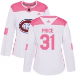 Adidas Montreal Canadiens #31 Carey Price White Pink Authentic Fashion Women's Stitched NHL Jersey