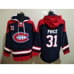 Men's Hockey Montreal Canadiens #31 Carey Price Navy Blue Hoodie