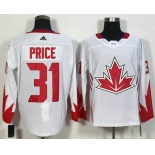 Men's Team Canada #31 Carey Price White 2016 World Cup of Hockey Game Jersey