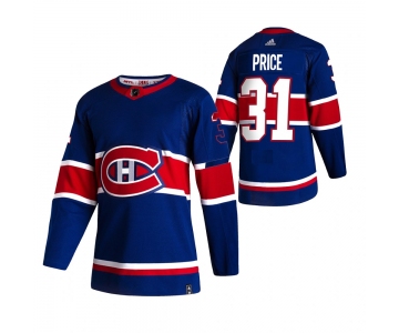 Montreal Canadiens #31 Carey Price Blue Men's Adidas 2020-21 Reverse Retro Alternate NHL Jersey