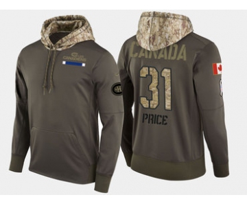 Nike Montreal Canadiens 31 Carey Price Olive Salute To Service Pullover Hoodie