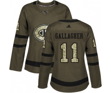 Adidas Montreal Canadiens #11 Brendan Gallagher Green Salute to Service Women's Stitched NHL Jersey