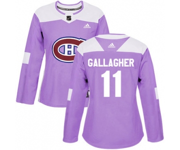 Adidas Montreal Canadiens #11 Brendan Gallagher Purple Authentic Fights Cancer Women's Stitched NHL Jersey