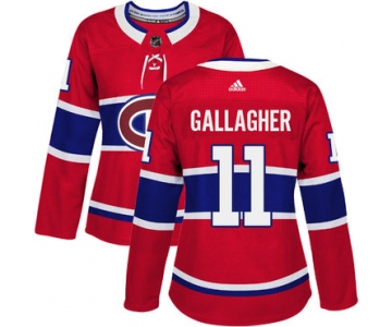 Adidas Montreal Canadiens #11 Brendan Gallagher Red Home Authentic Women's Stitched NHL Jersey
