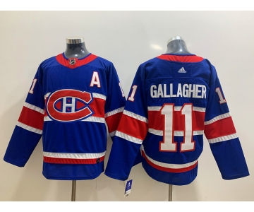 Men's Montreal Canadiens #11 Brendan Gallagher Blue Adidas 2020-21 Alternate Authentic Player NHL Jersey