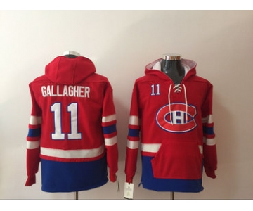 Men's Montreal Canadiens #11 Brendan Gallagher NEW Red Pocket Stitched NHL Old Time Hockey Hoodie