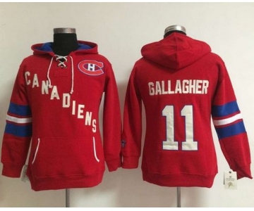 Montreal Canadiens #11 Brendan Gallagher Red Women's Old Time Heidi NHL Hoodie