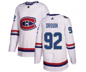 Adidas Canadiens #92 Jonathan Drouin White Authentic 2017 100 Classic Stitched NHL Jersey