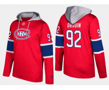 Adidas Montreal Canadiens 92 Jonathan Drouin Name And Number Red Hoodie