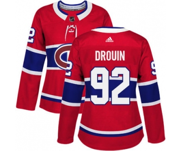 Adidas Montreal Canadiens #92 Jonathan Drouin Red Home Authentic Women's Stitched NHL Jersey