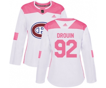 Adidas Montreal Canadiens #92 Jonathan Drouin White Pink Authentic Fashion Women's Stitched NHL Jersey