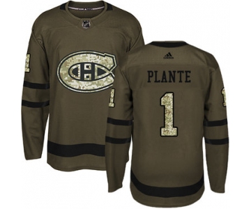 Adidas Canadiens #1 Jacques Plante Green Salute to Service Stitched NHL Jersey