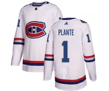Adidas Canadiens #1 Jacques Plante White Authentic 2017 100 Classic Stitched NHL Jersey