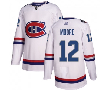 Adidas Canadiens #12 Dickie Moore White Authentic 2017 100 Classic Stitched NHL Jersey