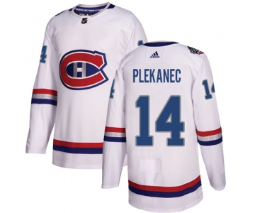 Adidas Canadiens #14 Tomas Plekanec White Authentic 2017 100 Classic Stitched NHL Jersey