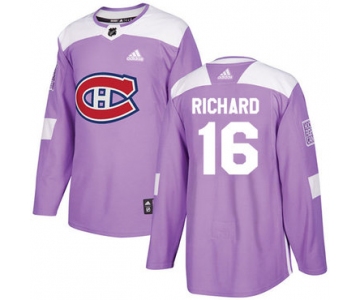 Adidas Canadiens #16 Henri Richard Purple Authentic Fights Cancer Stitched NHL Jersey