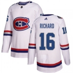 Adidas Canadiens #16 Henri Richard White Authentic 2017 100 Classic Stitched NHL Jersey