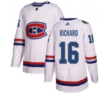 Adidas Canadiens #16 Henri Richard White Authentic 2017 100 Classic Stitched NHL Jersey