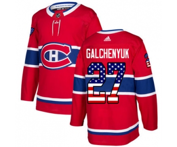 Adidas Canadiens #27 Alex Galchenyuk Red Home Authentic USA Flag Stitched NHL Jersey