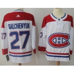 Adidas Canadiens #27 Alex Galchenyuk White Road Authentic Stitched NHL Jersey