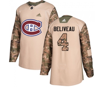 Adidas Canadiens #4 Jean Beliveau Camo Authentic 2017 Veterans Day Stitched NHL Jersey