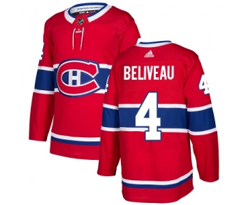 Adidas Canadiens #4 Jean Beliveau Red Home Authentic Stitched NHL Jersey